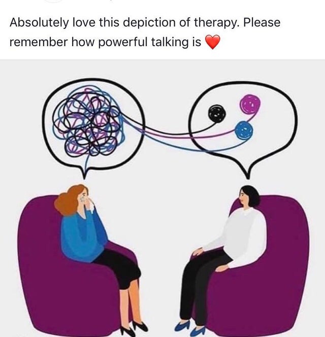 therapy meme - untangle your mind - Absolutely love this depiction of therapy. Please remember how powerful talking is @