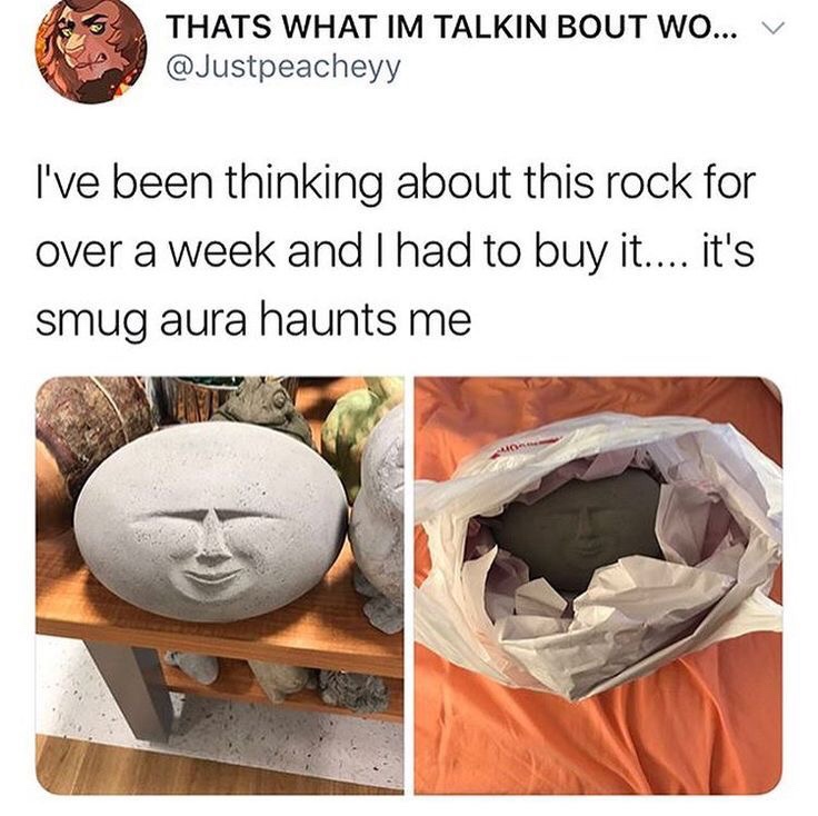 its smug aura haunts me - Thats What Im Talkin Bout Wo... I've been thinking about this rock for over a week and I had to buy it.... it's smug aura haunts me