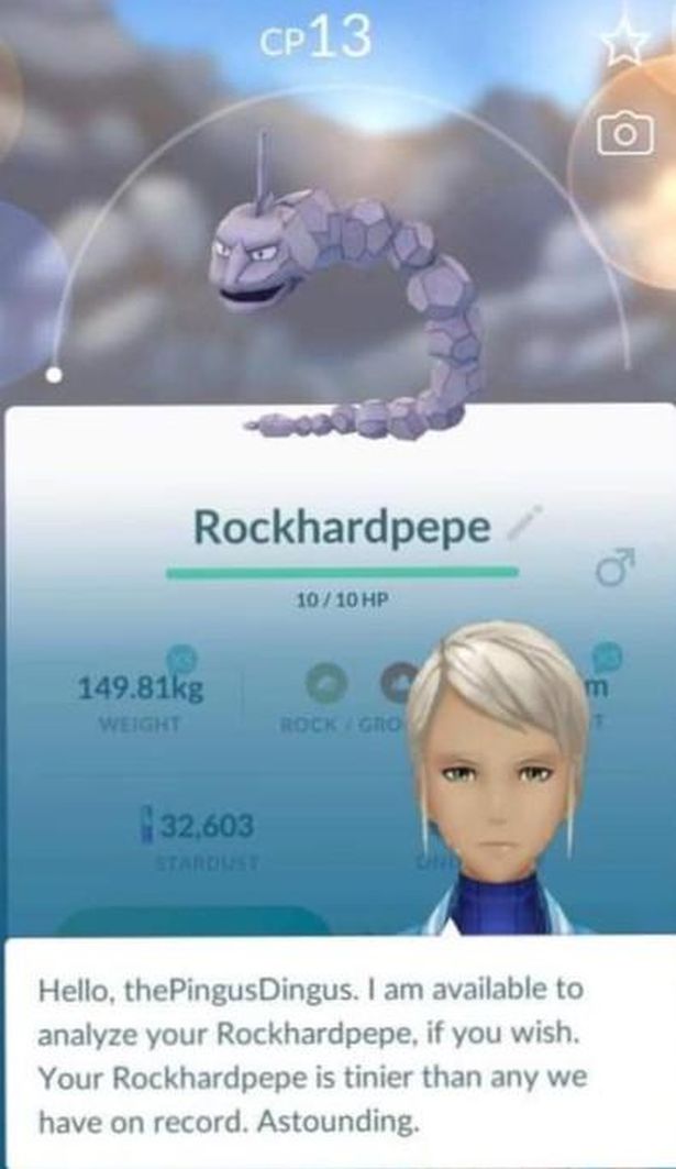 rockhardpepe pokemon - CP13 Rockhardpepe 1010 Hp g Weight Rock Gro 32,603 Hello, thePingusDingus. I am available to analyze your Rockhardpepe, if you wish. Your Rockhardpepe is tinier than any we have on record. Astounding.