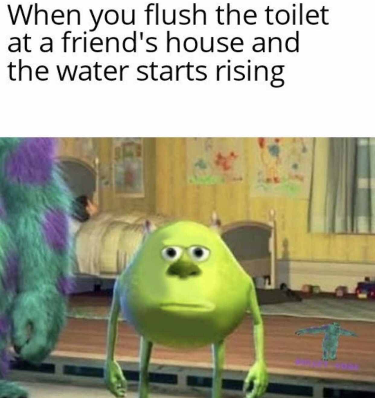 Disney meme - google offers - When you flush the toilet at a friend's house and the water starts rising