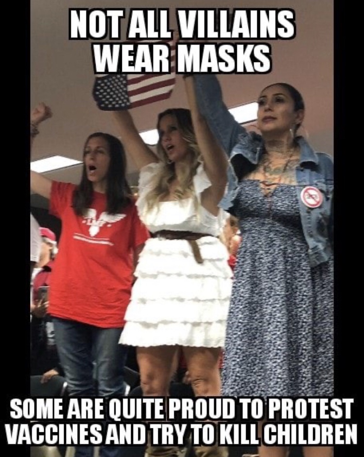 science meme - photo caption - Not All Villains Wear Masks Some Are Quite Proud To Protest Vaccines And Try To Kill Children