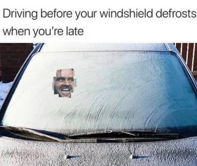 frost windshield - Driving before your windshield defrosts when you're late
