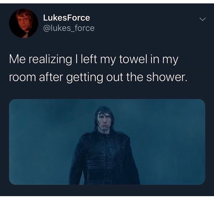 presentation - LukesForce Me realizing I left my towel in my room after getting out the shower.