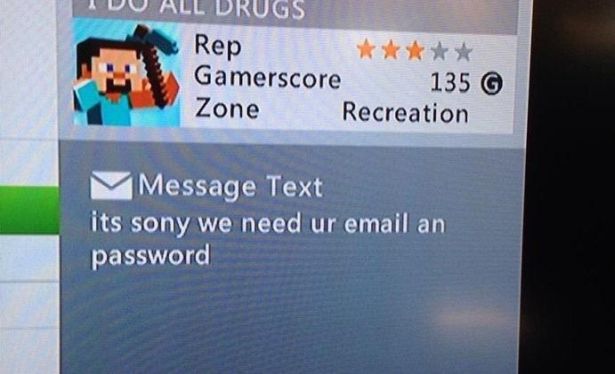 xbox messages - Idu All Drugs Rep Gamerscore 135 Zone Recreation M Message Text its sony we need ur email an password