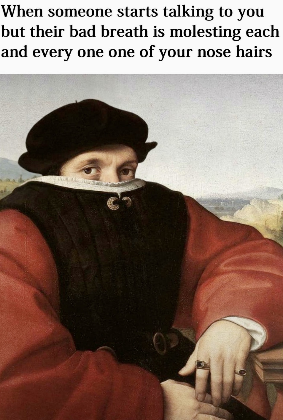 raphael artist - When someone starts talking to you but their bad breath is molesting each and every one one of your nose hairs
