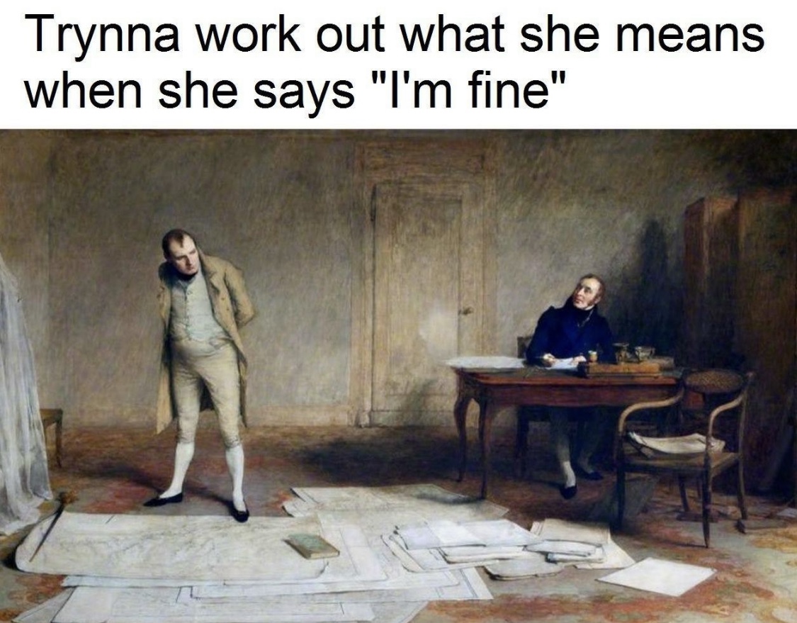 she says im fine meme - Trynna work out what she means when she says "I'm fine"