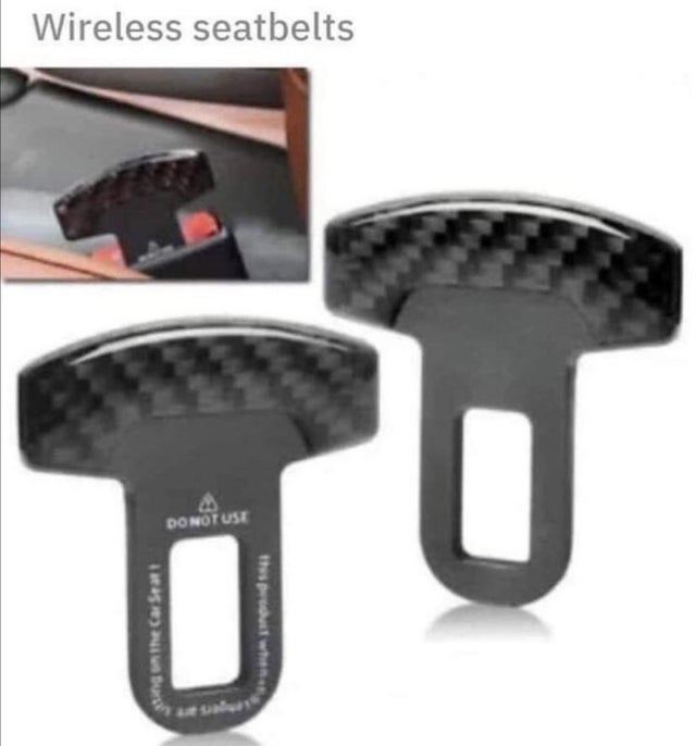 universal carbon fiber car safety seat belt buckle alarm stopper clip pair clamp - Wireless seatbelts Do Not Use