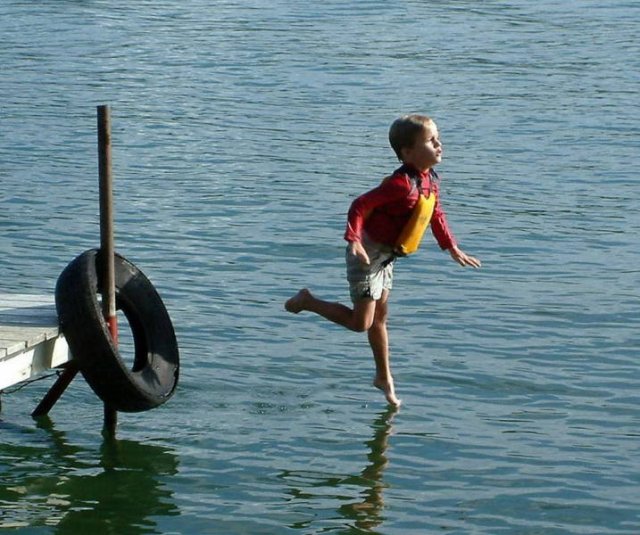 child walking on water