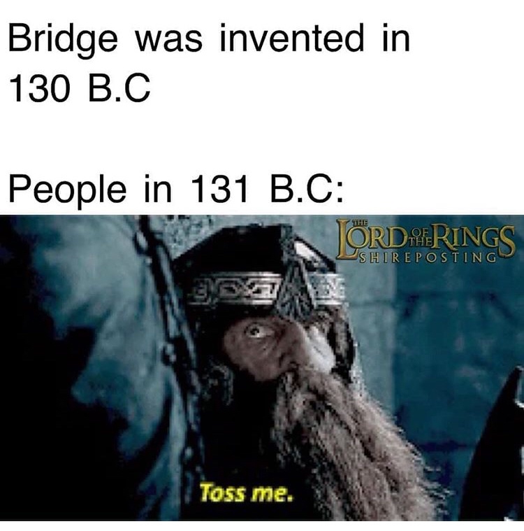 you ll have to toss me gif - Bridge was invented in 130 B.C People in 131 B.C Torderings Shireposting V Toss me.