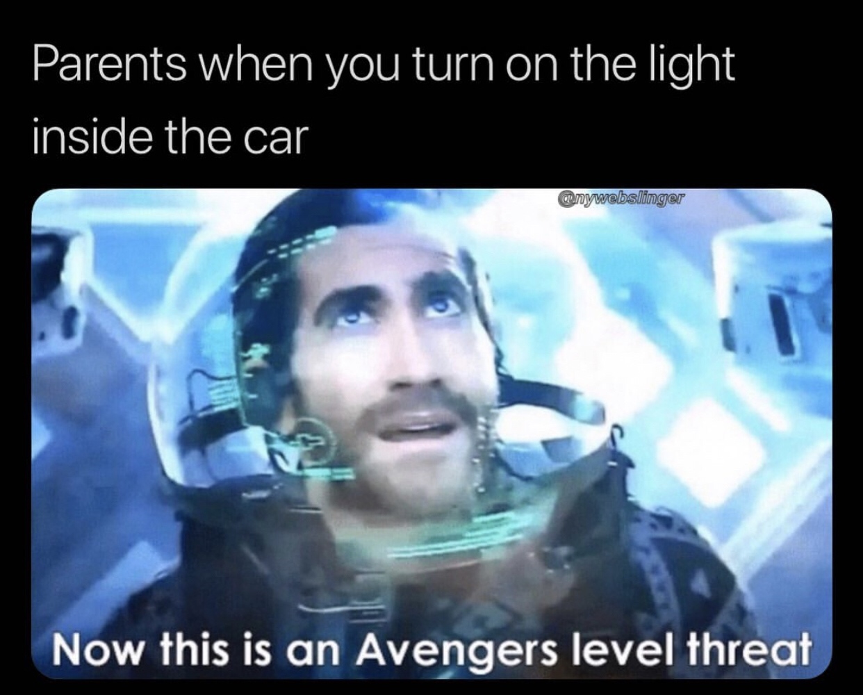 now this is an avengers level threat - Parents when you turn on the light inside the car Now this is an Avengers level threat