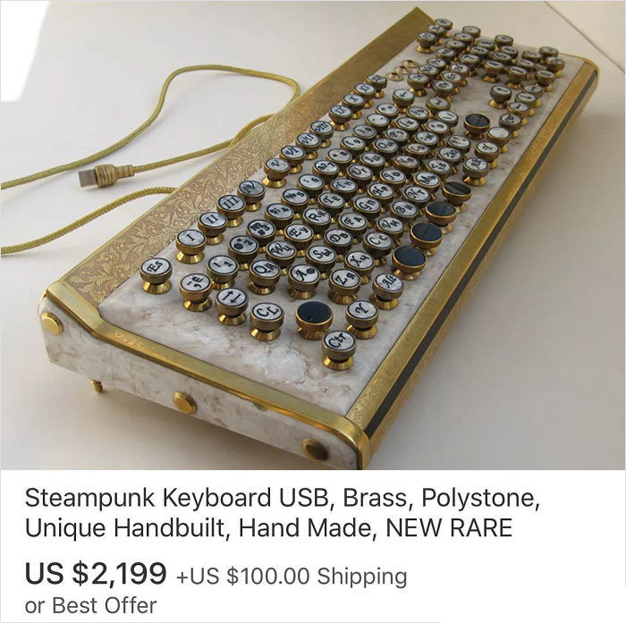 jewellery - 000000 QC0O Erou OOGC100 Go to D. Steampunk Keyboard Usb, Brass, Polystone, Unique Handbuilt, Hand Made, New Rare Us $2,199 Us $100.00 Shipping or Best Offer