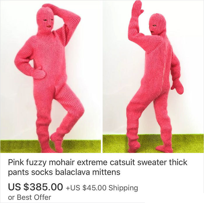 costume - Pink fuzzy mohair extreme catsuit sweater thick pants socks balaclava mittens Us $385.00 Us $45.00 Shipping or Best Offer