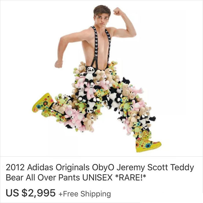 adidas jeremt scott 2012 - 2012 Adidas Originals Obyo Jeremy Scott Teddy Bear All Over Pants Unisex Rare! Us $2,995 Free Shipping