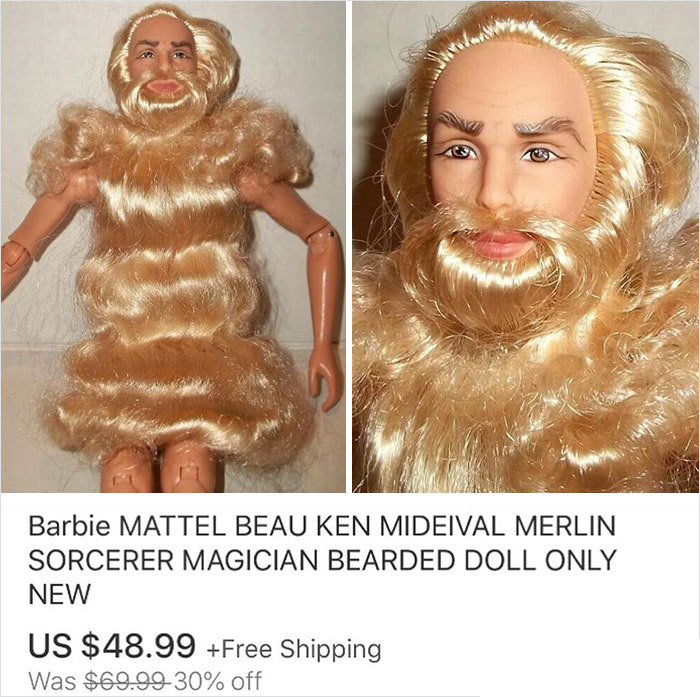 fur - Barbie Mattel Beau Ken Mideival Merlin Sorcerer Magician Bearded Doll Only New Us $48.99 Free Shipping Was $69.99 30% off