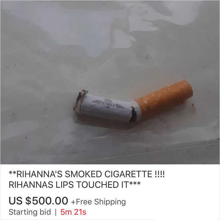 cigarette - Rihanna'S Smoked Cigarette !!!! Rihannas Lips Touched It Us $500.00 Free Shipping Starting bid | 5m 21s