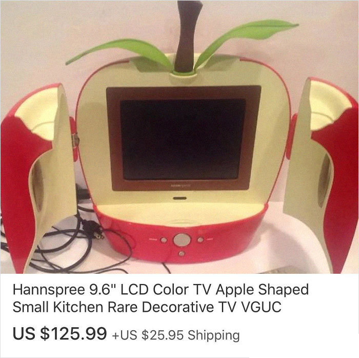 media - Hannspree 9.6" Lcd Color Tv Apple Shaped Small Kitchen Rare Decorative Tv Vguc Us $125.99 Us $25.95 Shipping