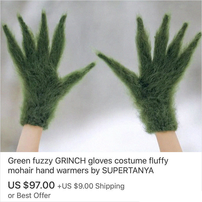 grinch costume fluffy - Green fuzzy Grinch gloves costume fluffy mohair hand warmers by Supertanya Us $97.00 Us $9.00 Shipping or Best Offer