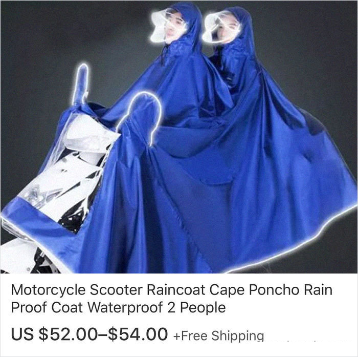 cobalt blue - Motorcycle Scooter Raincoat Cape Poncho Rain Proof Coat Waterproof 2 People Us $52.00$54.00 Free Shipping