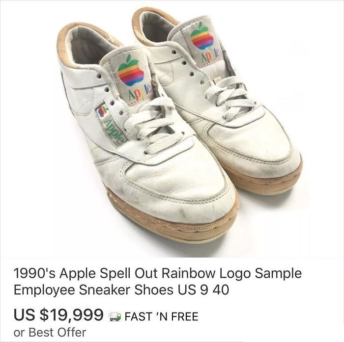 1990's Apple Spell Out Rainbow Logo Sample Employee Sneaker Shoes Us 9 40 Us $19,999 Fast 'N Free or Best Offer