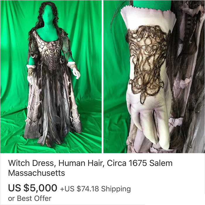 dress - Witch Dress, Human Hair, Circa 1675 Salem Massachusetts Us $5,000 Us $74.18 Shipping or Best Offer