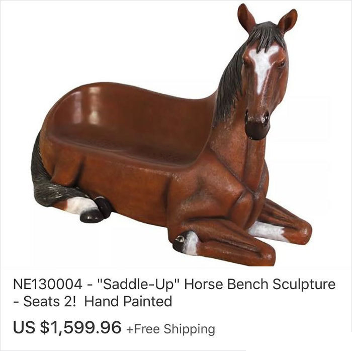 Design Toscano Saddle-Up Horse Bench Sculpture - NE130004 "SaddleUp" Horse Bench Sculpture Seats 2! Hand Painted Us $1,599.96 Free Shipping