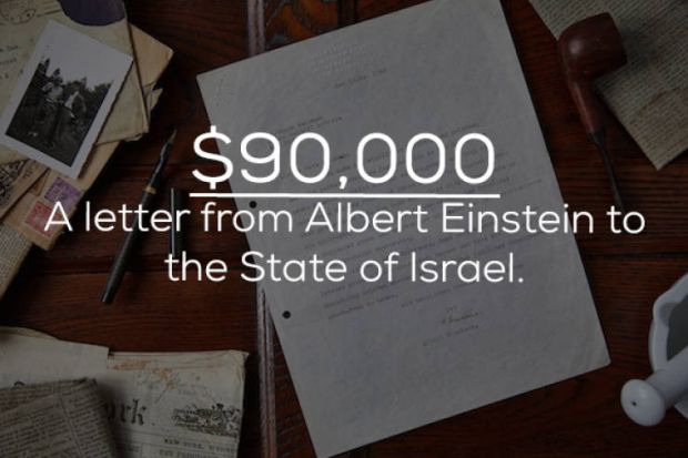 book - $90,000 A letter from Albert Einstein to the State of Israel.
