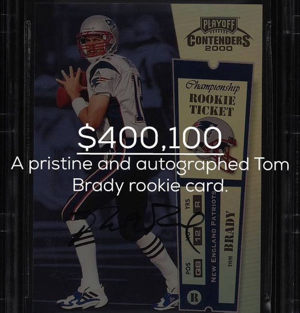tom brady 2000 rookie card - Playoff M Contenders 2000 Championship Rookie Ticket $400,100 A pristine and autographed Tom Brady rookie card. Yrs Sok ZL30 SOd New England Patriots Tou Brady