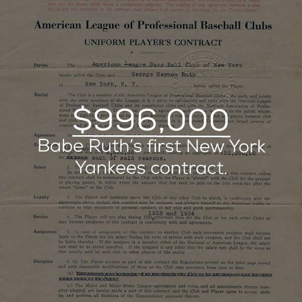 document - American League of Professional Baseball Clubs Uniform Player'S Contract Recital The American Lengun Bane Baza Ciub of New York hertin atted telu, andi...Geeze Hoxe Ruth. ... .. .on.York...X. X............. o called the thyr The C e nter of the