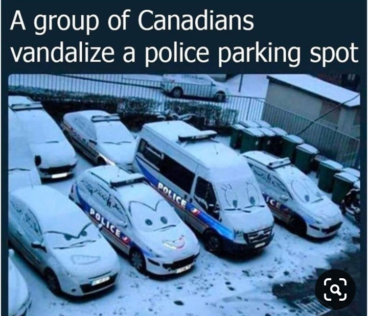 cars police neige - A group of Canadians vandalize a police parking spot