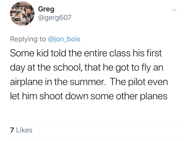 whistleblower eric ciaramella - p agerg60 Greg Some kid told the entire class his first day at the school, that he got to fly an airplane in the summer. The pilot even let him shoot down some other planes 7