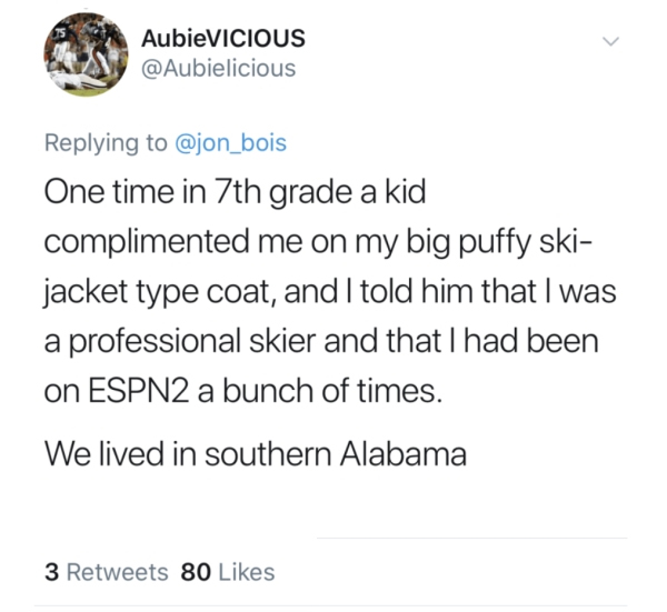 ariana grande tweet be patient and trust - AubieVICIOUS One time in 7th grade a kid complimented me on my big puffy ski jacket type coat, and I told him that I was a professional skier and that I had been on ESPN2 a bunch of times. We lived in southern Al