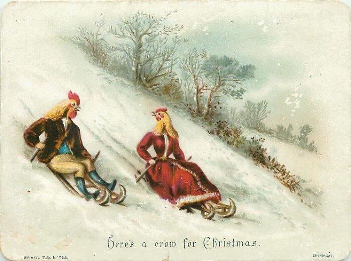creepy vintage christmas cards - Here's a crow for Christmas. ch Ral To