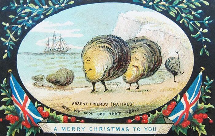 strange victorian christmas card - Absent Friends Natives Soon see them a A Merry Christmas To You