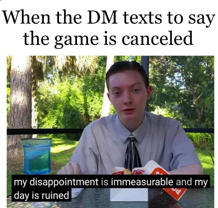 dungeons and dragons - my disappointment is immeasurable and my day - When the Dm texts to say the game is canceled Dne my disappointment is immeasurable and my day is ruined