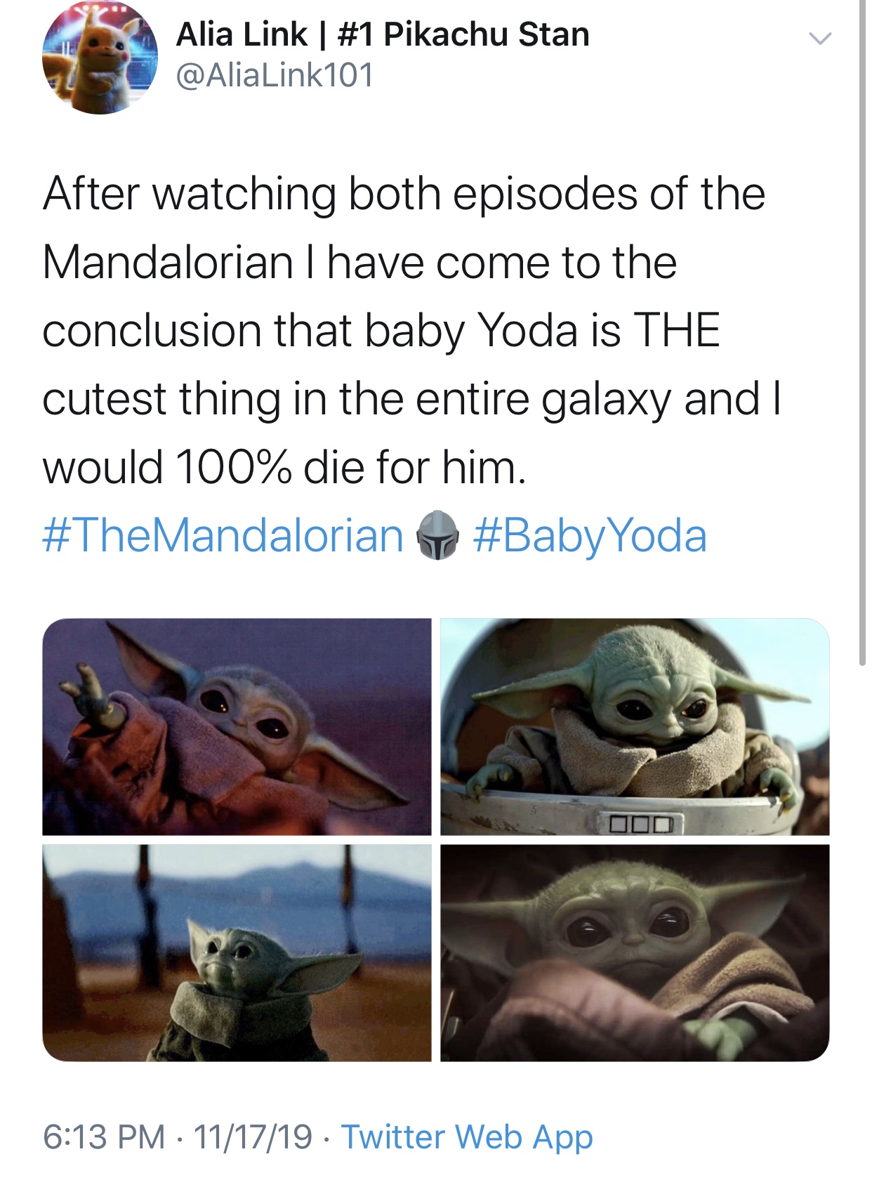 baby yoda meme - reptile - Alia Link | Pikachu Stan 101 After watching both episodes of the Mandalorian I have come to the conclusion that baby Yoda is The cutest thing in the entire galaxy and would 100% die for him. Yoda 111719. Twitter Web App