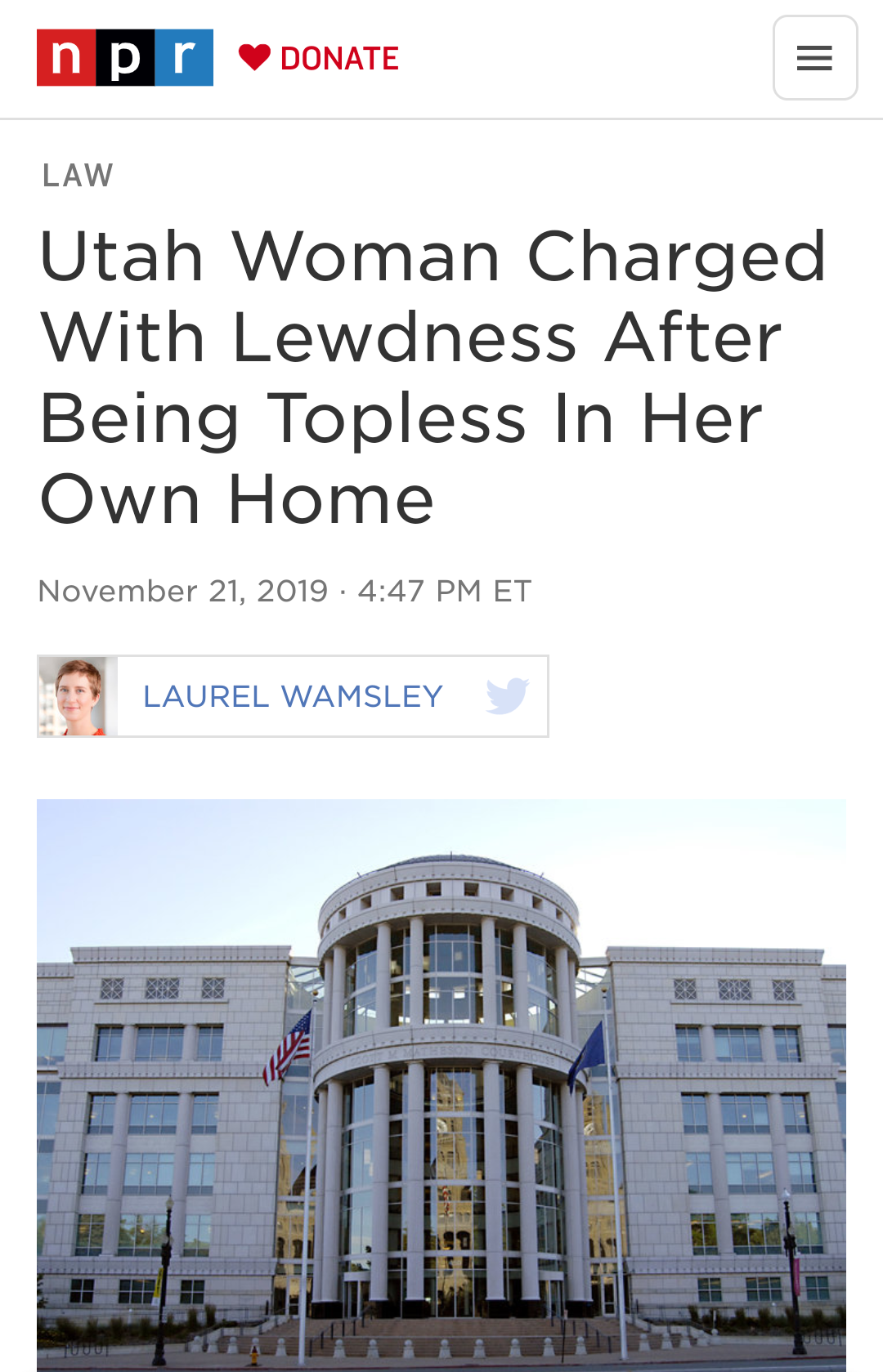 utah supreme court - npr Donate Law Utah Woman Charged With Lewdness After Being Topless In Her Own Home . Et Laurel Wamsley ml