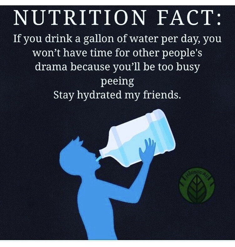 nutrition fact if you drink a gallon - Nutrition Fact If you drink a gallon of water per day, you won't have time for other people's drama because you'll be too busy peeing Stay hydrated my friends.