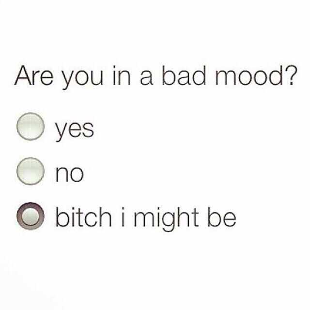 mood quotes - Are you in a bad mood? O yes O no bitch i might be