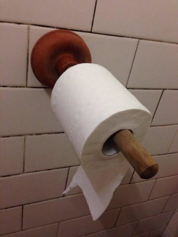 toilet paper on plunger