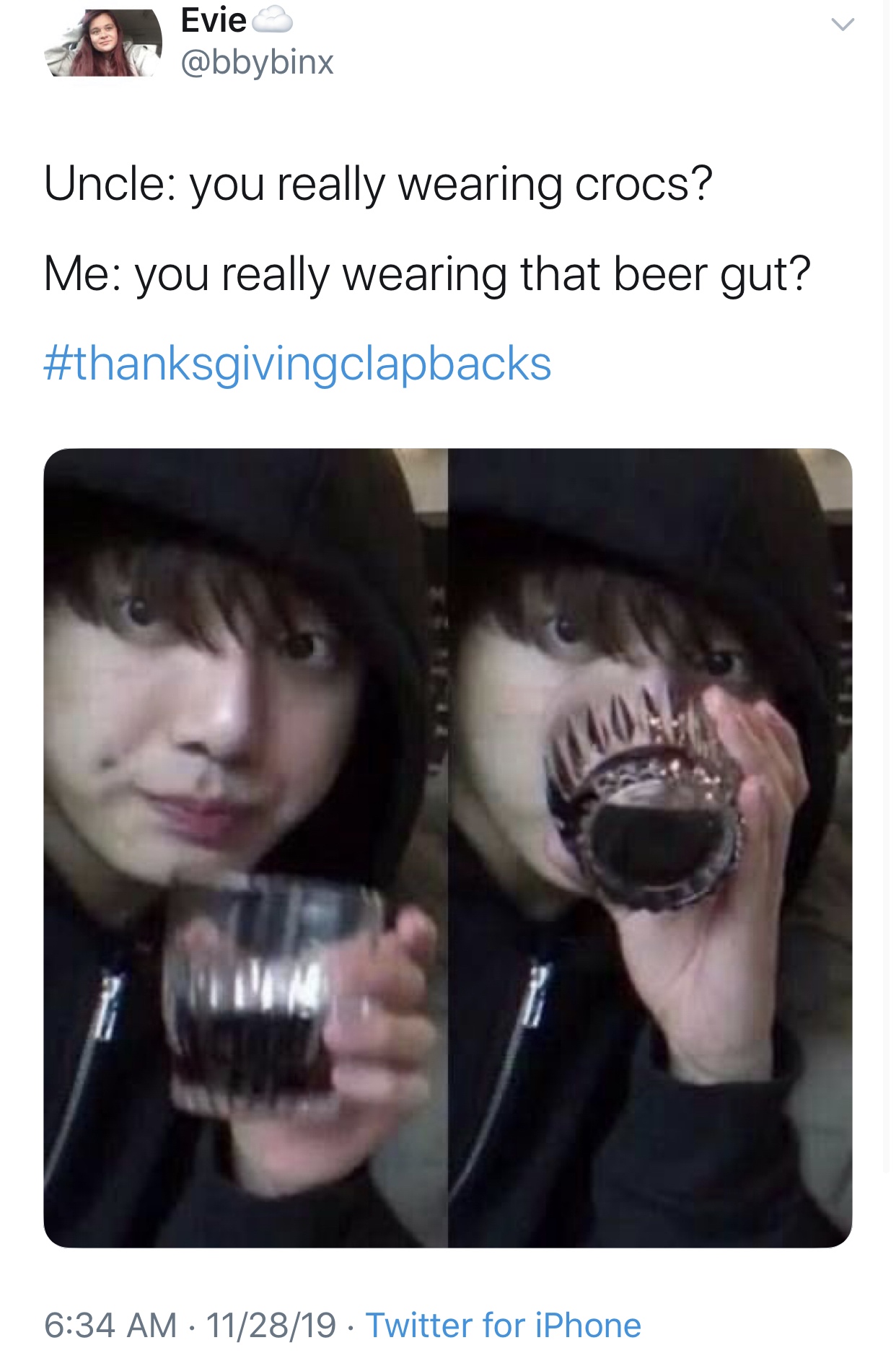 kpop waiting meme - Evie Evie Uncle you really wearing crocs? Me you really wearing that beer gut? 112819 Twitter for iPhone