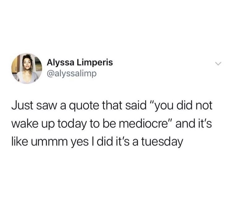 would you still love me meme - Alyssa Limperis Just saw a quote that said "you did not wake up today to be mediocre" and it's ummm yes I did it's a tuesday