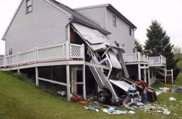 car drove into a house