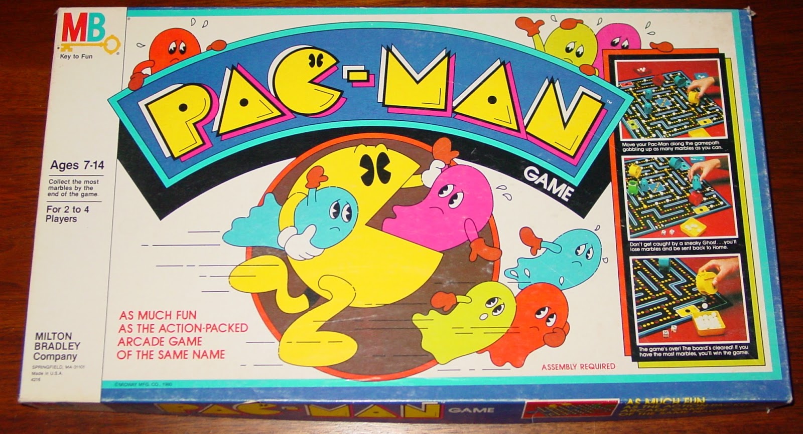 vintage toys - pac man board games - 2 . Key to Fun Move your Poc Mon along the gamepath gobbling up as many marbles as you can Ages 714 Game Collect the most marbles by the end of the game For 2 to 4 Players Don't get caught by a sneaky Ghost...you'll lo
