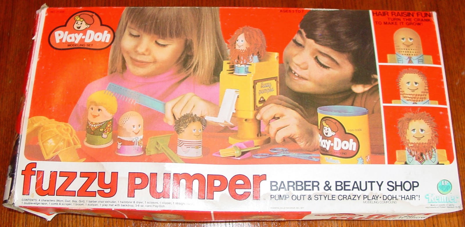 vintage toys - play doh barber shop - Ages Sto Air Raisin Fun Turn The Crank To Make It Grow PlayDoh layDoh Tuzzy Pumper Barber & Beauty Shop Pump Out & Style Crazy Playdoh.