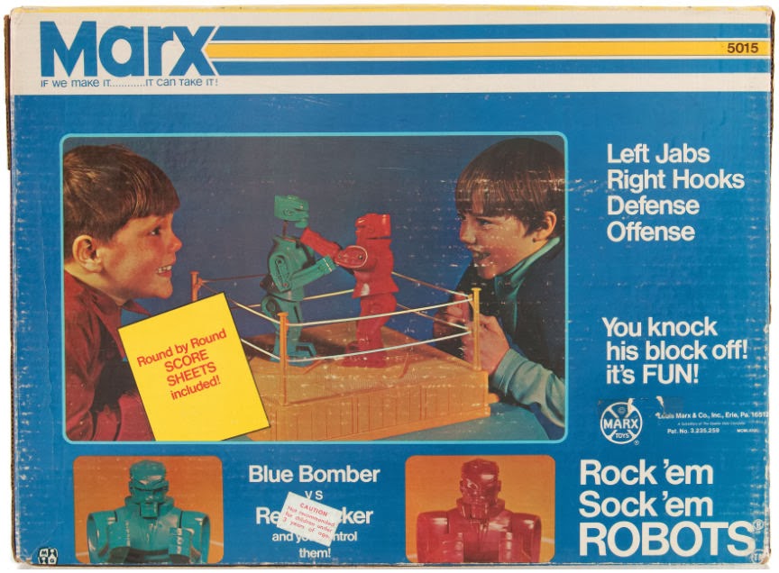 vintage toys - toy - | Marx 5015 If we make it............ It can take it! Left Jabs Right Hooks Defense Offense You knock his block off! it's Fun! Round by Round Score Sheets included! Mars & Ceine Erie 651 Palas 250 Blue Bomber Vs Reaker Rock'em Sockem.