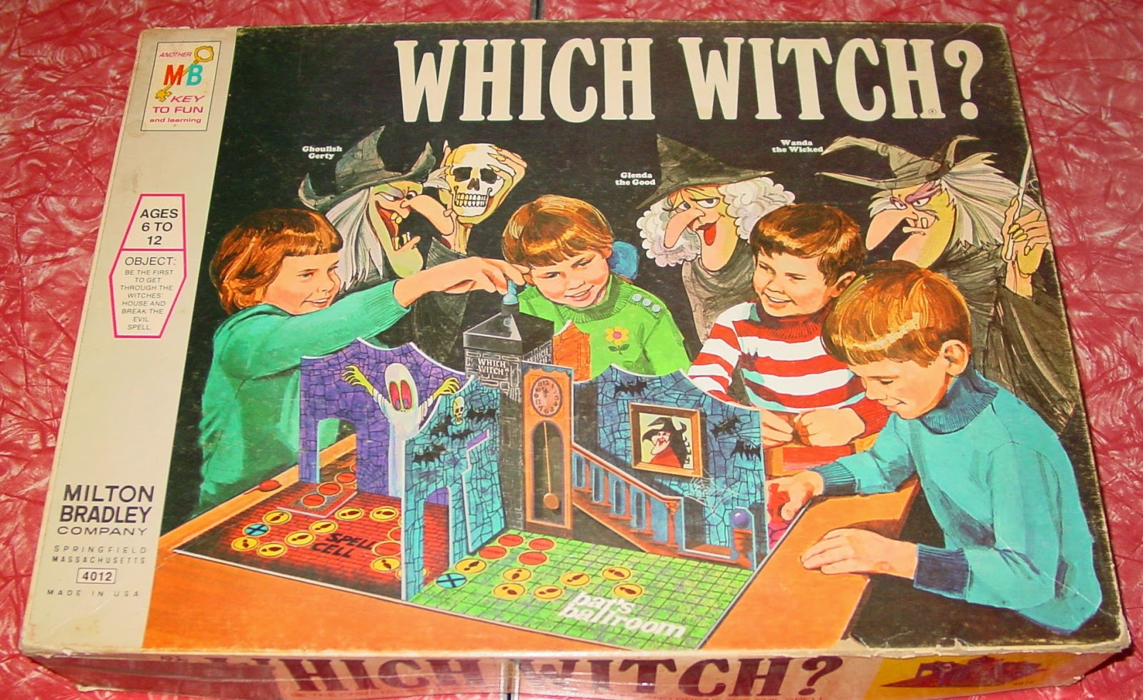 vintage toys - haunted house board game - Another Which Witch? Eu To Fun Ghoulish the Wicked Certy Glenda the Good mm To Ages 6 To 12 Object Be The First To Get Through The Witches House And Break The Evil Spell re Milton Bradley Company Springfield Massa