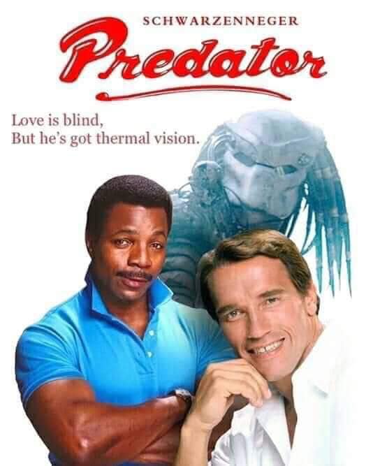 metro cinema predator poster - Schwarzenneger Predator Love is blind, But he's got thermal vision.