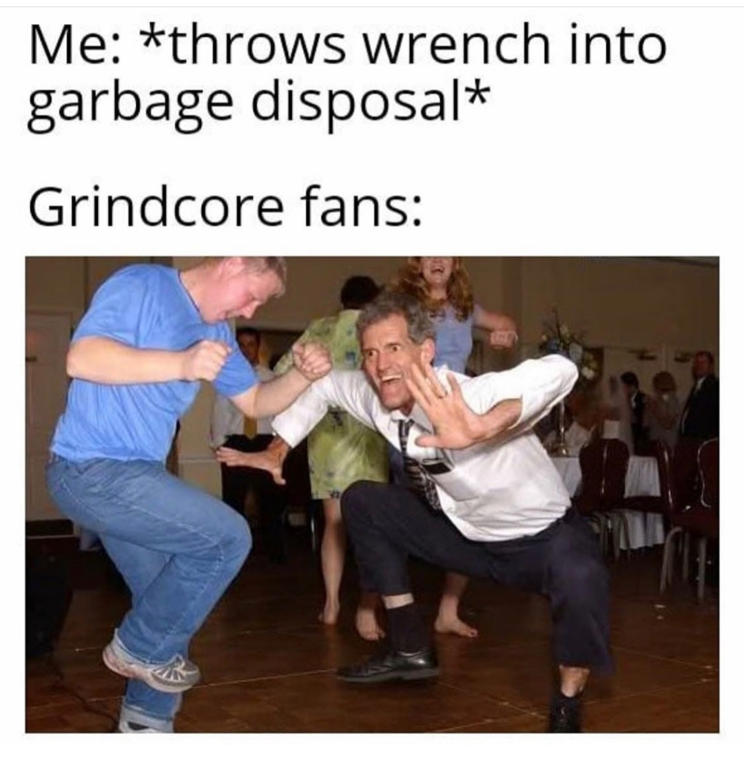 hippity hoppity your soul is my property - Me throws wrench into garbage disposal Grindcore fans