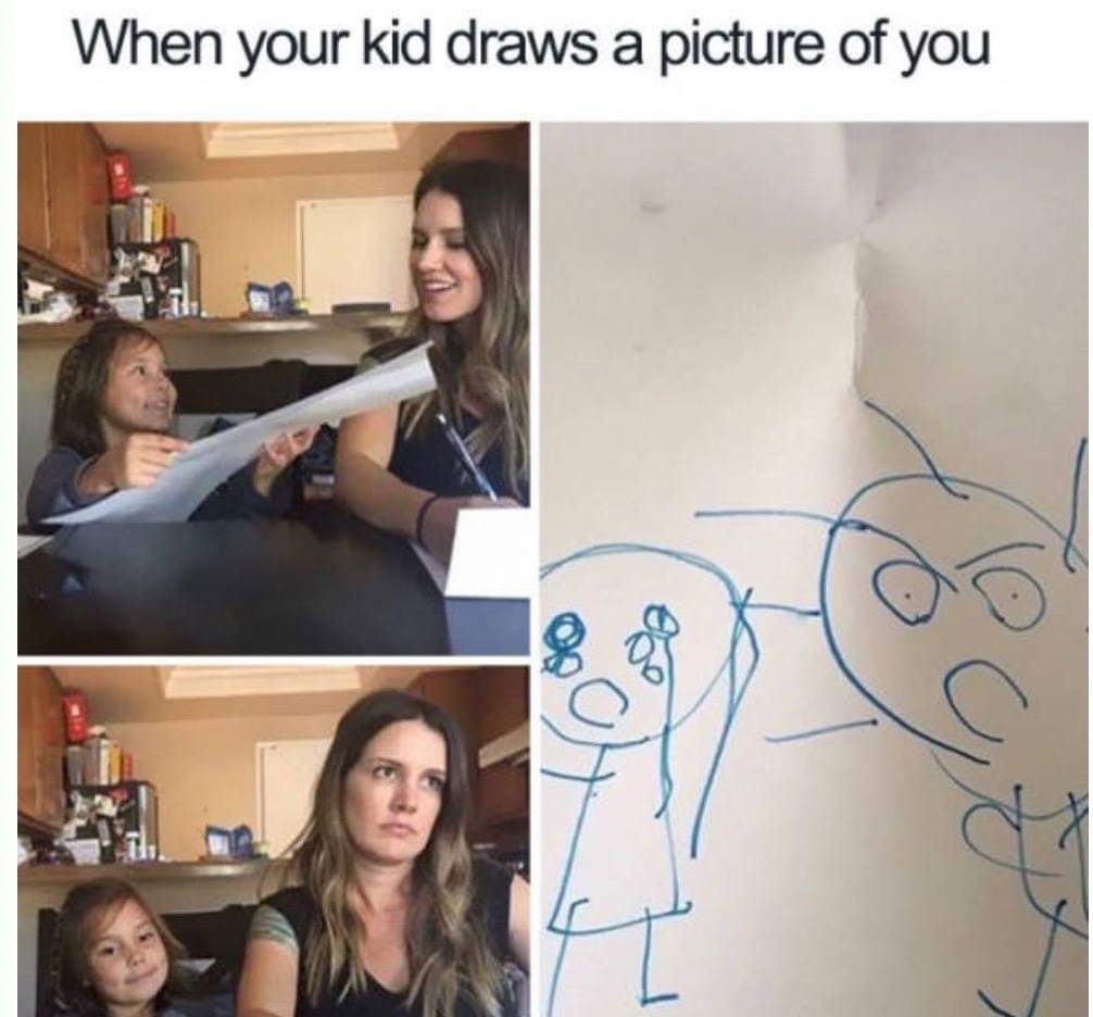 Humour - When your kid draws a picture of you.