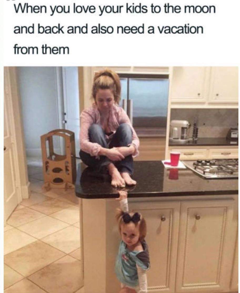 funny me as a mom meme - When you love your kids to the moon and back and also need a vacation from them